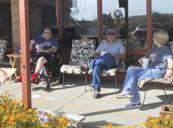 Stan Boyer enjoying his visit with Darrell and Kathy Leibhart.