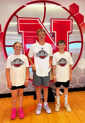 L-r: Mullen’s Tatum and Hayden Deibler and Zach Hicks attended Fred Hoiberg’s Basketball Shooting Camp last Saturday, June 13. Zach won the free throw contest that was held. Pam Coons