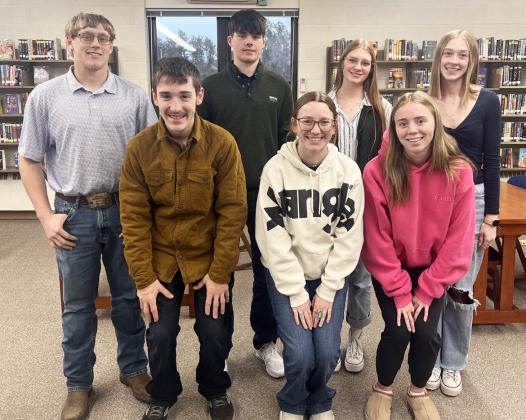 MHS speech team, pictured back l-r: Daniel Wright, Cian Connealy, Lola Wingebach, Sydnee Cheever. Front: Hunter Brown, Hope Miller, Harper Andersen. Not pictured: Kassidy Cheever, Maci Walz. Kyler Horn
