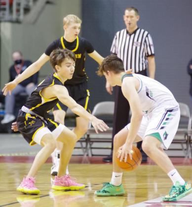 Trevor Kuncl plays defense against Loomis last Saturday. Barb McIntosh