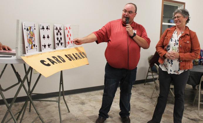 Leah Carson reacts to her next card during Card Shark. Gerri Peterson