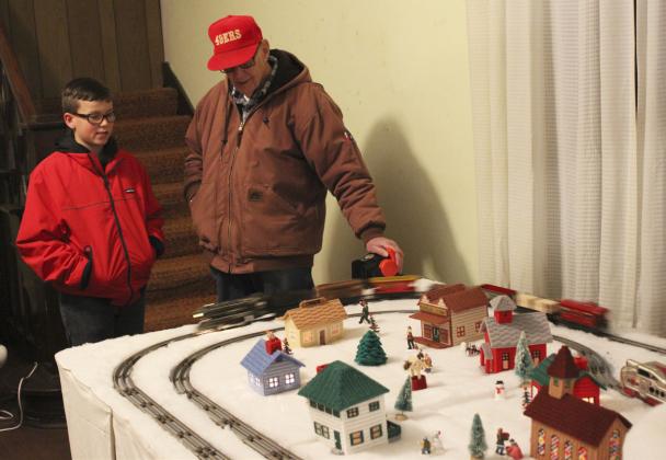 A popular stop for those of all ages, Ken Clark had his trains set up at the Old Hotel Hooker County Historical Society Museum again this year. Ken is pictured talking with Jack Coble.