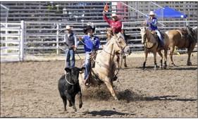 Mid-Plains Community College Rodeo Team member Whitney Jennings of Seneca competes in the breakaway roping at the MPCC Stampede at the Wild West Arena in North Platte. Jennings won the event in the first rodeo of the doubleheader.