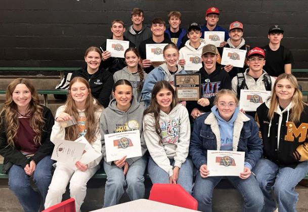 District runner-up, Mullen High School One Act, pictured front, l-r: Hope Miller, Lola Wingebach, Ady Hampton, Ella Rice, Kassidy Cheever, Georgia Wingebach. 2nd row: Maci Walz, Ava Kvanvig, Sydnee Cheever, Hunter Brown, Jack Coble. 3rd row: Cayden Hampton, Tate Kvanvig, Ben Werner, Jaylon Forsen, Cian Connealy. Back: Jacob Walker, Brandon Hardin, Daniel Wright. Kyler Horn