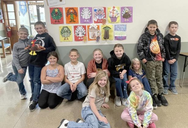 The 3rd grade tried to save some turkeys this Thanksgiving season by creating some awesome disguises. “Turkey Trump” by Grady Phipps took the top place in the voter pool of Mullen Elementary School. Tatum Deibler got 2nd with “Cocoa the Turkey” and Eli Barnes got 3rd with “Pirate Turkey.” Pictured back, l-r: Killian Kearns, Grady Phipps, Zandra Hebbert, Eli Barnes, Tatum Deibler, Sadie Hoyt, Daryl Deibler, Marcus Lattin, Holt Morrison. Front: Marki Finney, Anna Hessin. Krista Schoonveld