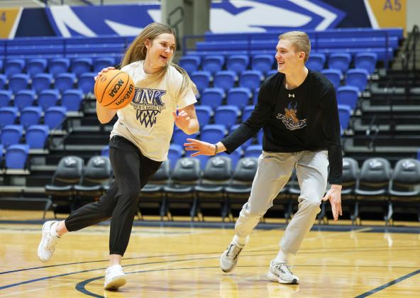 “Over the last couple years, from high school to college, I feel like we’ve grown our friendship,” Samantha Moore says. “We’re still competitive, but I feel like we’ve gotten closer.” Erika Pritchard, UNK Communications