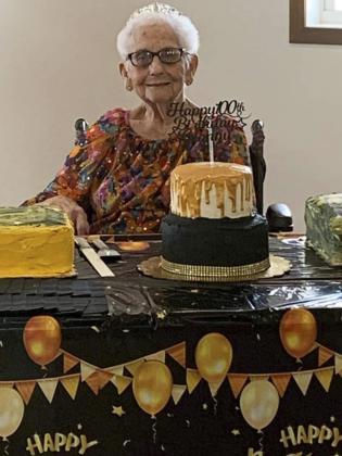 Pauline Brecken at her 100th birthday party earlier this month. Starla Spurlin