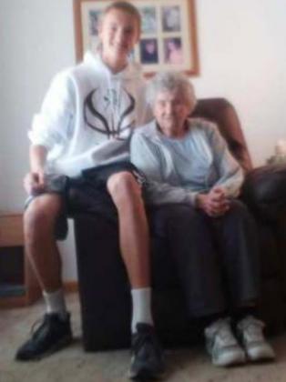 Alex Moore with his grandma, Goldie Little. courtesy photo