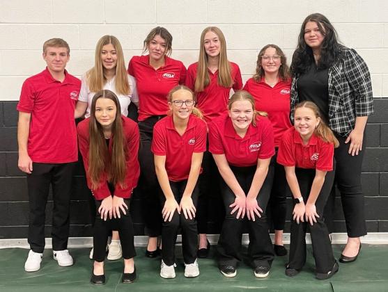 District FCCLA STAR participants are pictured back, l-r: Kyle Finney, Keragan Welch, Medora DeNaeyer, Sydnee Cheever, Corynn Corbin, Mia Flores-Green. Front: Maggie Haesler, Riley Hegland, Maci Walz, Audrabell Werth. Kelli Walz