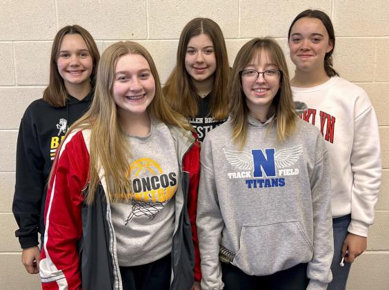 L-r: Ashlyn Simonson, Samantha Cheever, Keragan Welch, Malia Oltmer, Mercedes Garner. Not pictured: Sydnee Cheever. Kyler Horn