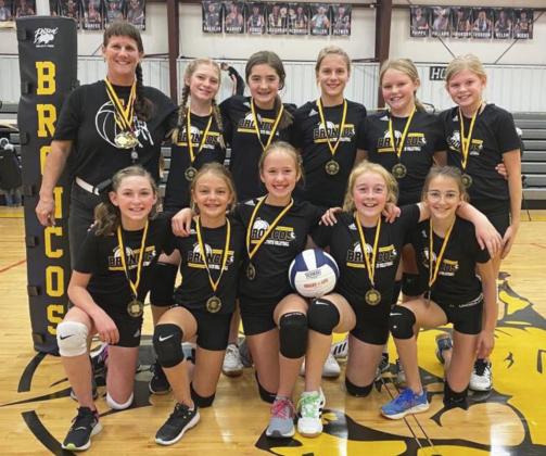 The Mullen Youth Volleyball teams both won 1st place at the Mullen Tournament on Saturday, Oct. 30. Other teams competing were Anselmo-Merna, Thedford, Valentine and Hyannis. The 5th-6th grade team is pictured, back l-r: Coach Barb McIntosh, Lola Wingebach, Jenna Donohoe, Brynne McCully, Emerson Thorberg, Chloe Newman. Front: Breckyn Burney, Kaisley Phipps, Taylor Moore, Kassidy Cheever, Abby Gracey.
