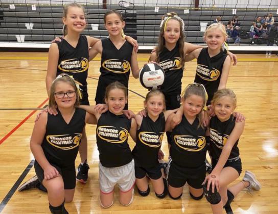 3rd-4th grade team, back l-r: Yasmine Alarcon, Ava Kvanvig, Langston Pohlmeier-Fajardo, Hadley Marsh. Front: Jocelyn Oliveira, Logan Moore, Olivia Cox, Bella Coetzee, Kendall Phipps. The younger girls are coached by Jordyn Phipps.
