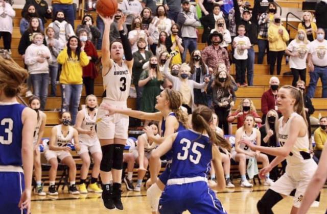 Shelby Welsh puts up the game winning shot against Wynot.