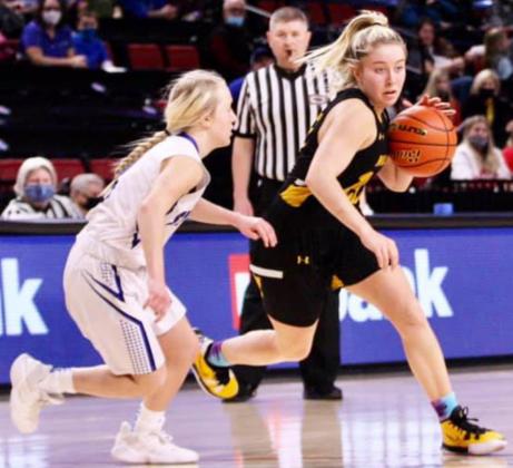 Taylor Svoboda drives to the basket against Humphrey St. Francis.