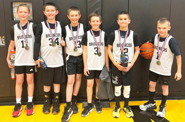Hoops in the Hills for the boys was held at Mullen’s Hilltop Gym on Saturday, Jan. 24. The boys 3rd/4th grade team won their division. Pictured l-r: Eli Barnes, Marcus Lattin, Grady Phipps, Holt Morrison, Tru Mundorf, Trent Cox.