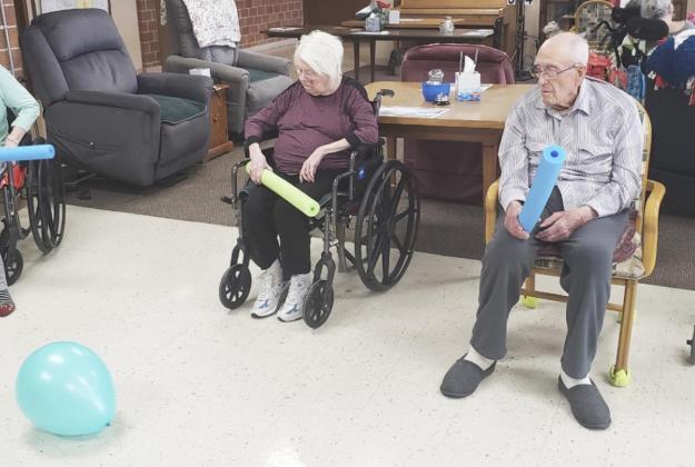Joyce Shanks and Richard Broyles playing noodle ball. Gini Corbin