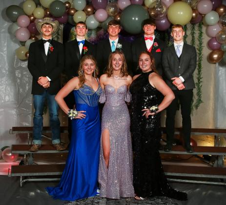 Mullen High School seniors who attended prom last Saturday, March 21. Back, l-r: Jaylon Forsen, Cayden Hampton, Jacob Walker, Tate Kvanvig, Alex Werner. Front: Hayley Donohoe, Syd nee Cheever, Morgan Hassett.