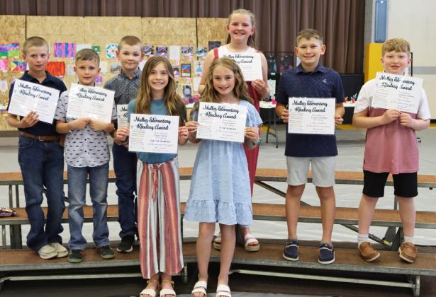 Reading Awards, back l-r: Ryden Ourada, Tate Phillips, Tripp Jewell, Ella Walz, Cooper Phillips, Harrison Vinton. Front: Clara Seeley, Avery Vinton.