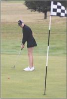 Hope Miller watches her putt on hole #1 last Thursday.