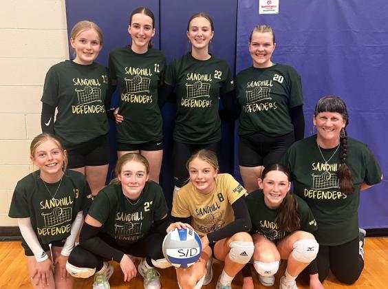 Back l-r: Whytlea Cooley (Stapleton), Abigail Gracey, Josie Morrow (Thedford), Maci Walz. Front: Kendall Phipps, Kassidy Cheever, Kaisley Phipps, Breckyn Burney, Coach Barb McIntosh. photo