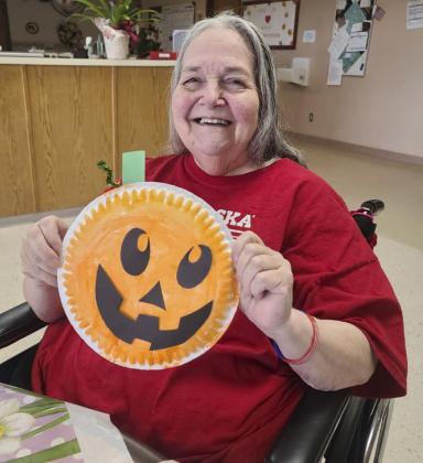 Ann Connell with our pumpkin craft.