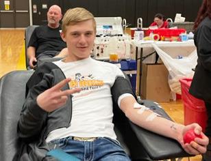 Thank you to everyone that donated at the MHS Blood Drive on Friday, March 3. The goal was passed and 56 units were collected. We also appreciated donor patience as they worked to try to get everyone in as quickly as possible. Pictured is one of the first time donors, MHS senior Clayton Moore. The next bloodmobile in Mullen will be Monday, May 15.