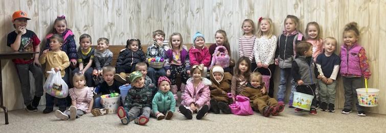 Nearly 30 kids participated in the Mullen Commercial Club’s Easter egg hunt that was held last Wednesday, April 5 in the basement of the Assembly of God Church thanks to the covering of snow that was on the ground this year for the event. Gerri Peterson
