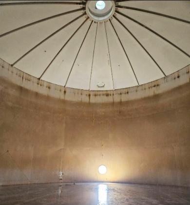Inside the empty water tower, which is being repaired &amp;amp; repainted. Tim Macke