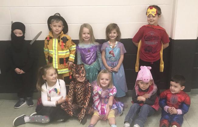 Halloween party at Story Hour at the Hooker County Library, back l-r: Finnegan Connealy, Tate Phillips, Aurora Polt, Ryhme Pettit, Kayden Evans. Front: Brogan Jewell, Charlotte Raudsepp, Ryann Walz, Brystol Call, Rowan Cheever. Julie Pfeiffer