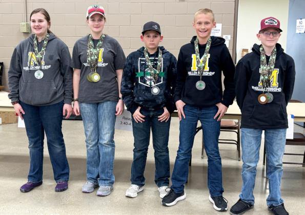 State BB Gun runners-up, l-r: Jessa O’Brien, Adelyn O’Brien, Colin Connealy, Teal Peterson and Oakes Miller.