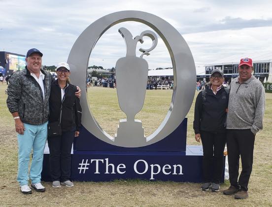 Don and Deb Cox (right) of Mullen traveled to Scotland for the Open golf tournament with Deb’s sister and brother-in-law Barb and Mike Halferty of Lincoln City, Oregon, and also sister Dianne Vancura of Ord, Nebraska, who took this photo. courtesy photo