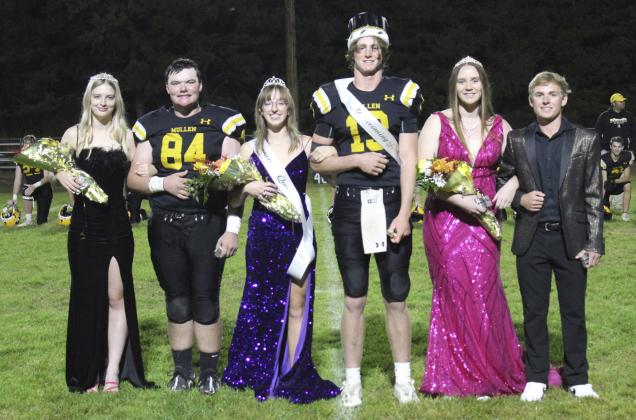 The MHS Homecoming court was crowned last Friday, Sept. 29 after the football game against Leyton. Pictured l-r: 1st Attendants Erika Massey and Owen Thorberg, Queen and King Malia Oltmer and Chase Gracey, 2nd Attendants Jadyn Andersen and Kyle Finney. Gerri Peterson