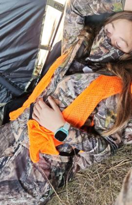 Avery Paitz waiting for a deer.