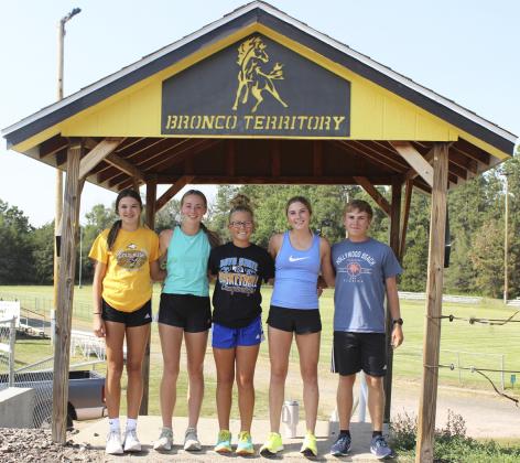 Cross country, l-r: Ady Hampton, Harper Andersen, Riley Hegland, Peyton Paxton, Kyle Finney.