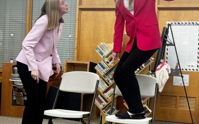 Sydnee Cheever and Harper Andersen presenting their duet last Thursday night for the public. Gerri Peterson