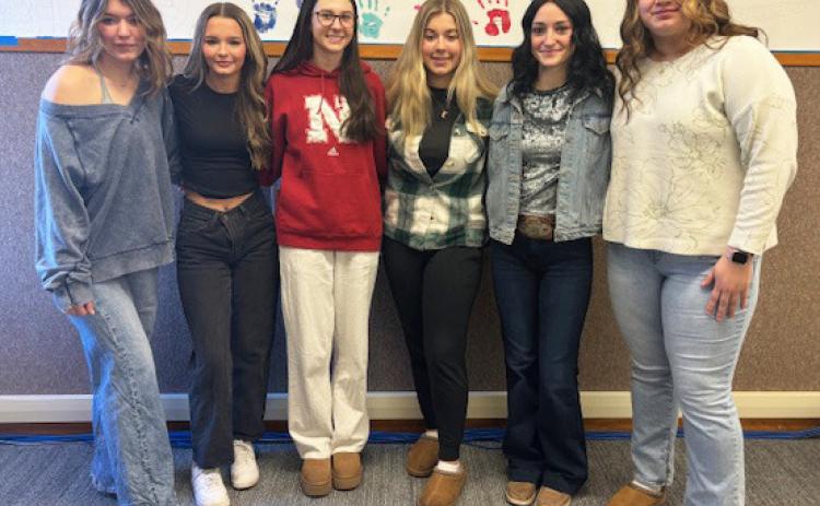 MHS seniors working on Spanish projects are pictured l-r: Medora DeNaeyer, Maggie Haesler, Allie Boyer, Keragan Welch, Fayth Brown, Mia Flores-Green. Dominique Werner