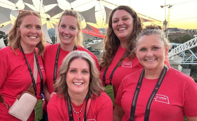 Sarah Hardin (back left) is pictured with the Nebraska Department of Education Digital Learning Director, Dorann Avey (front left), and other Nebraska teachers that won a trip to InstructureCon. courtesy photo