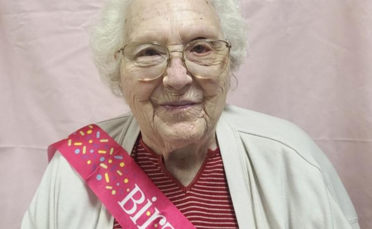 Minnie Mary Hamilton posing for her Facebook birthday picture.