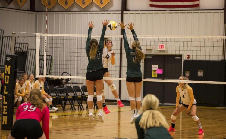Shelby Welsh goes up for a hit against Sandhills/Thedford. Megan Andersen