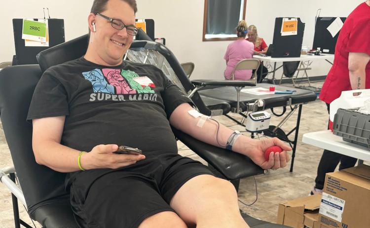 Jim Hessin at last week’s blood drive. Gerri Peterson