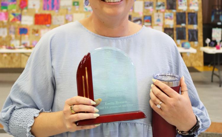 Emily Brown was honored at the Mullen Elementary Awards Night for her 12 years of service as the 2nd grade teacher and received a standing ovation. She will be moving at the end of this school year. Gerri Peterson