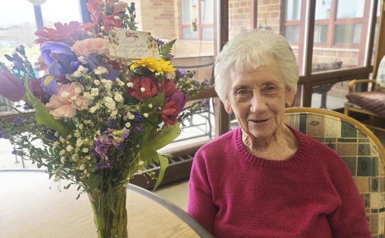 Wanda Mackley with her birthday flowers.