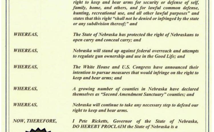 Nebraska designated as a ‘Second Amendment Sanctuary State
