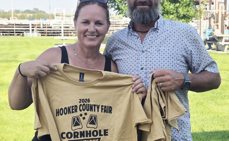Carolee and Matt Brown were the Hooker County Fair Cornhole champions last Friday, July 31, out of 12 teams. Shelby Ridenour