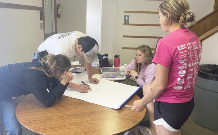 L-r: Whitney Jennings, Deacon DeNaeyer, Lauren Schoonveld and Medora DeNaeyer during Sandhills Leadership last school year. courtesy photo