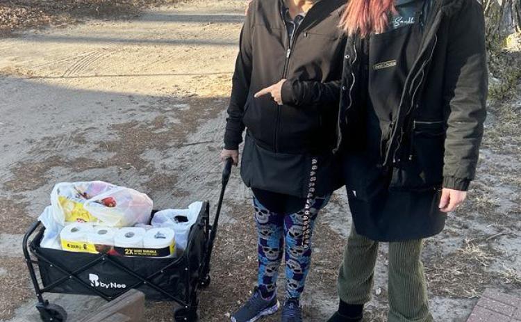 Rosemary Tracy submitted this photo of Mullen’s Macke’s Grocery employees Melanie Overmyer (left) and Mandi Stasch recently delivering groceries by wagon. “We are so fortunate to have such personal service,” Rosemary said. Rosemary Tracy