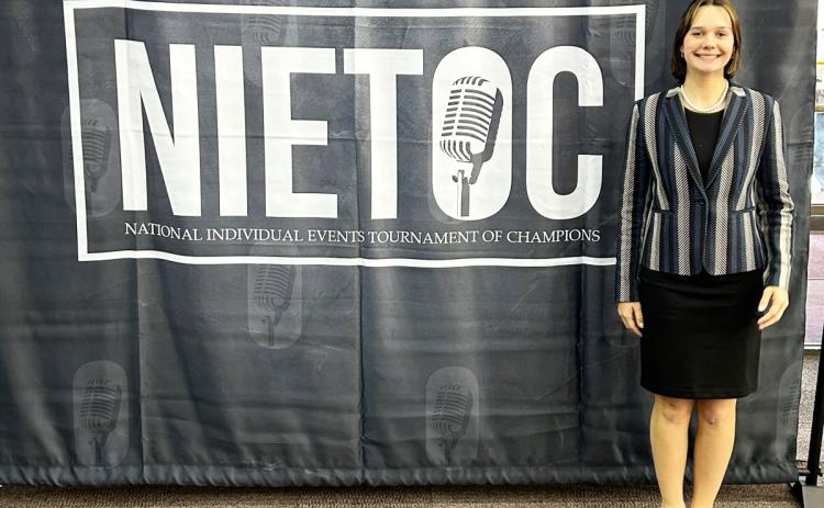 MHS senior Ashlyn Simonson competed at NIETOC (National Individual Event Tournament of Champions) hosted in Bellevue, Nebraska, May 10-12. Due to a timing calculation, she did not advance to the next round of finals. However, it was a great learning experience for all and has helped broaden the horizon of MHS speech! Liza Simonson