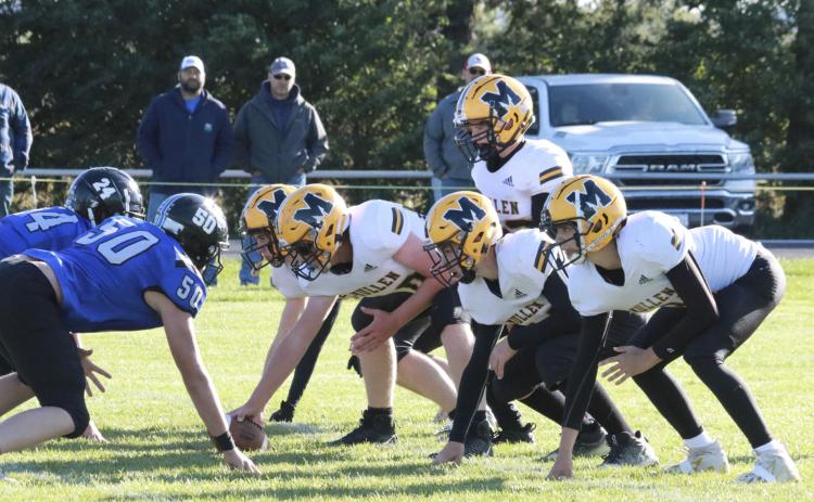 Some of the younger guys got reps last week in Arnold too, pictured l-r: Jason Kraus, Daniel Wright, Brandon Hardin at quarterback, Hunter Brown and Jaylon Forsen. Carolee Brown