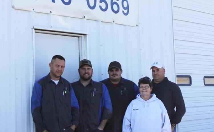 Mullen Auto &amp; Diesel employees, l-r: Josh Barnes, Payden Ayer, Christopher Wurm, Roxane Munson, Brandon Boyer. Gerri Peterson