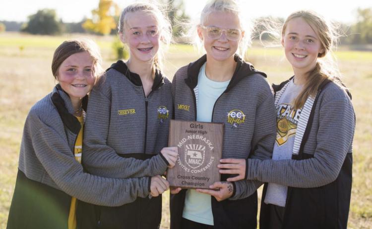 MNAC Junior High Girls Champions, l-r: Kalli Licking, Sydnee Cheever, Tierston Moore, Harper Andersen. Megan Andersen